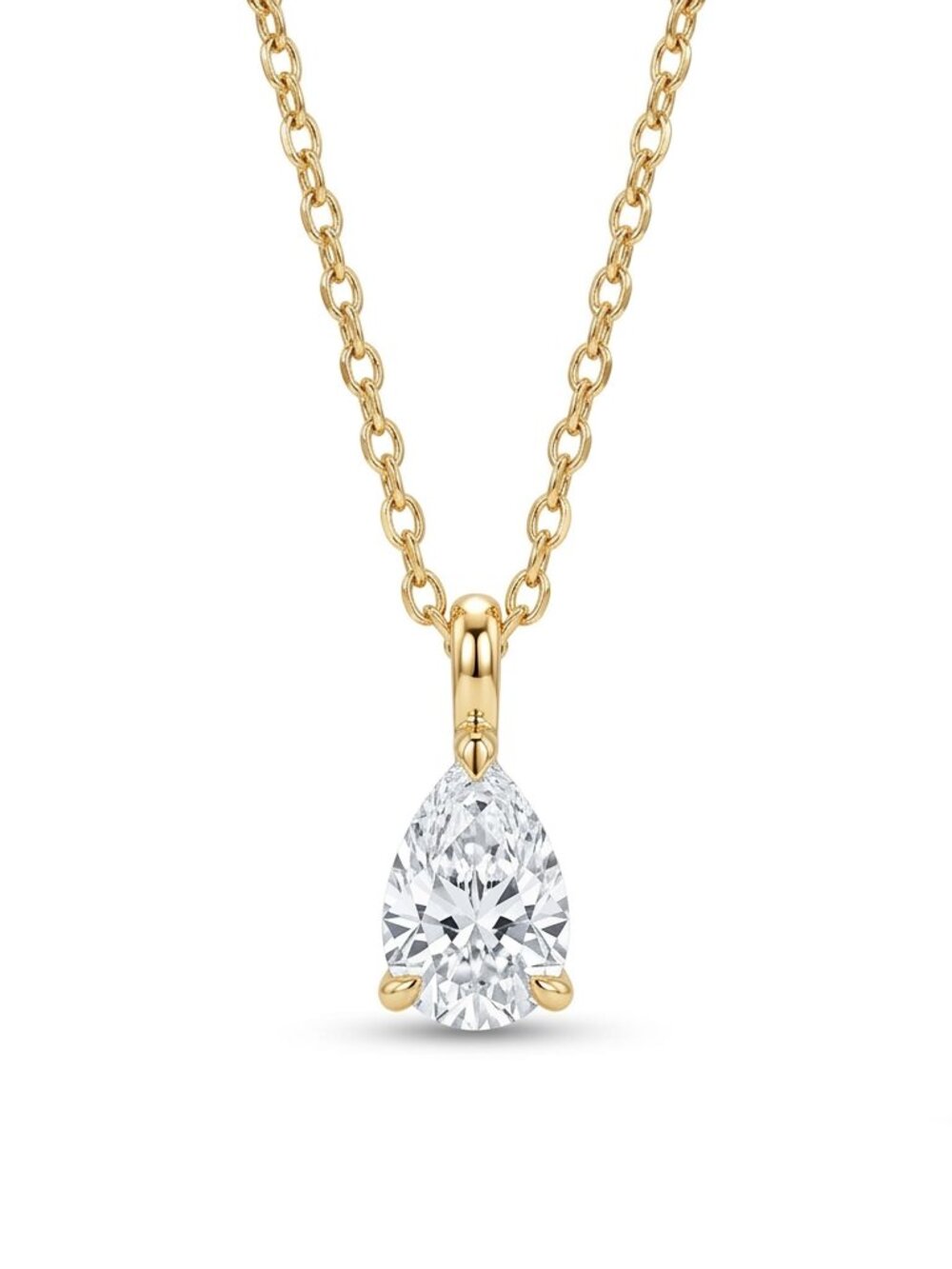 1.0 Ct Pear Cut Moissanite Pendant Necklace Gold Plated S925 Sterling Silver